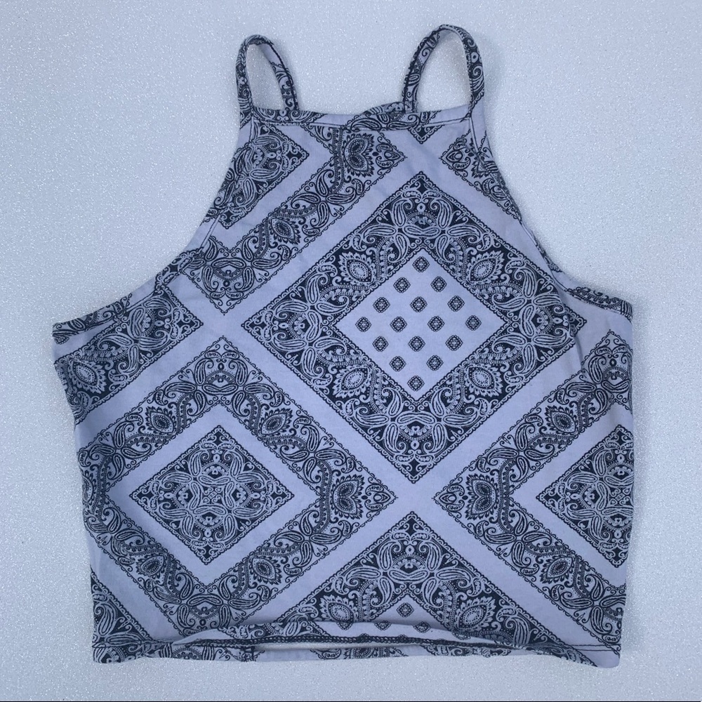 Black and white Bandana print crop top